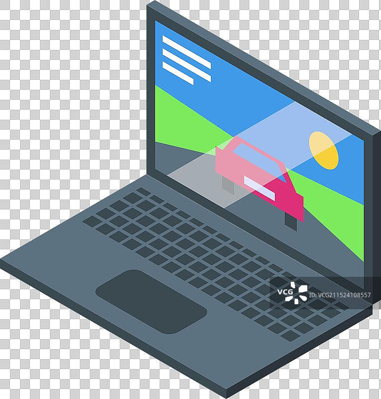 显示在道路上行驶的汽车的现代笔记本电脑图片素材