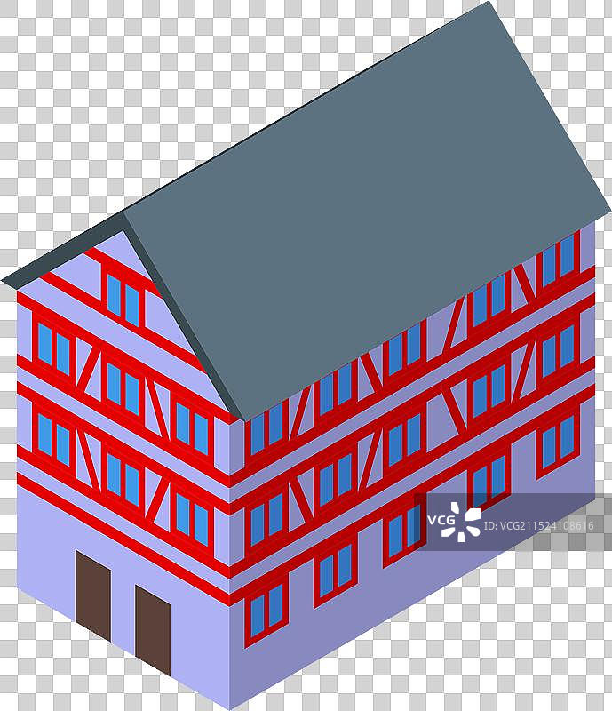 德国传统三层半木结构建筑图片素材