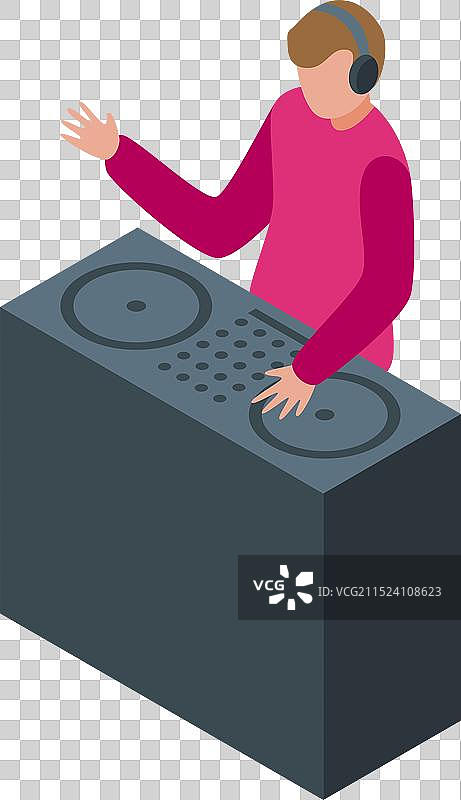 专业DJ使用唱盘播放音乐图片素材
