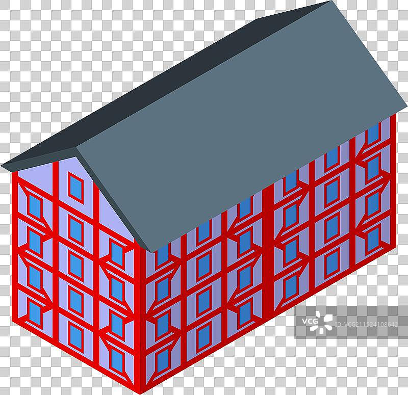 红色半木结构房屋，灰色屋顶图片素材