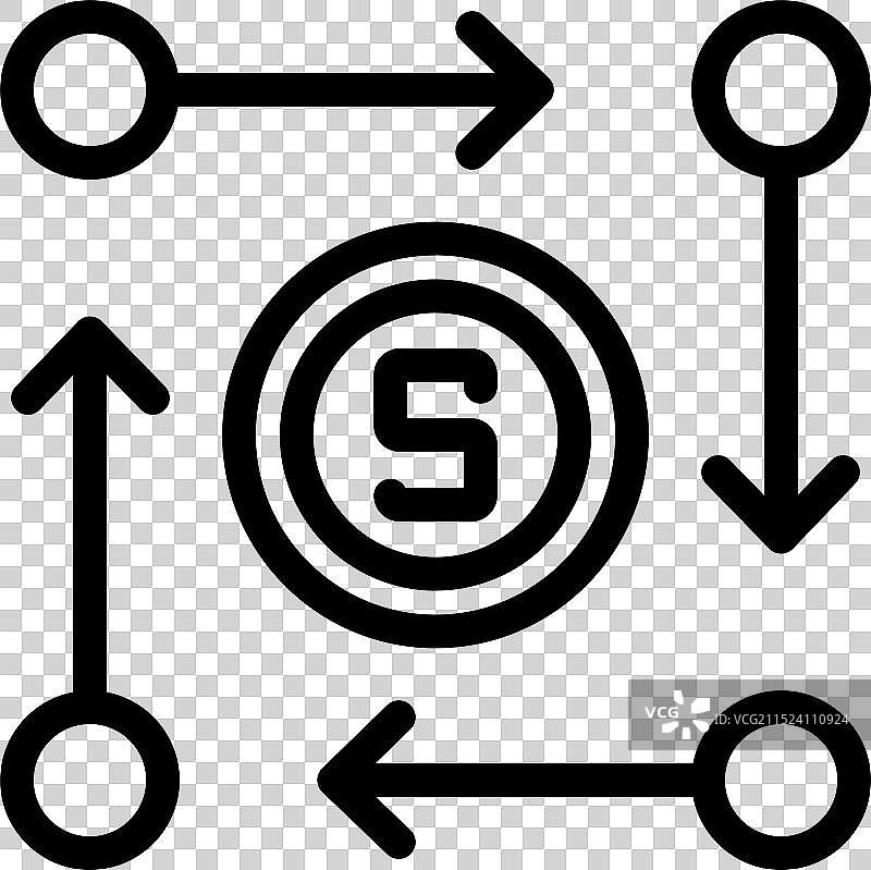 带有硬币和箭头的资金流概念图片素材