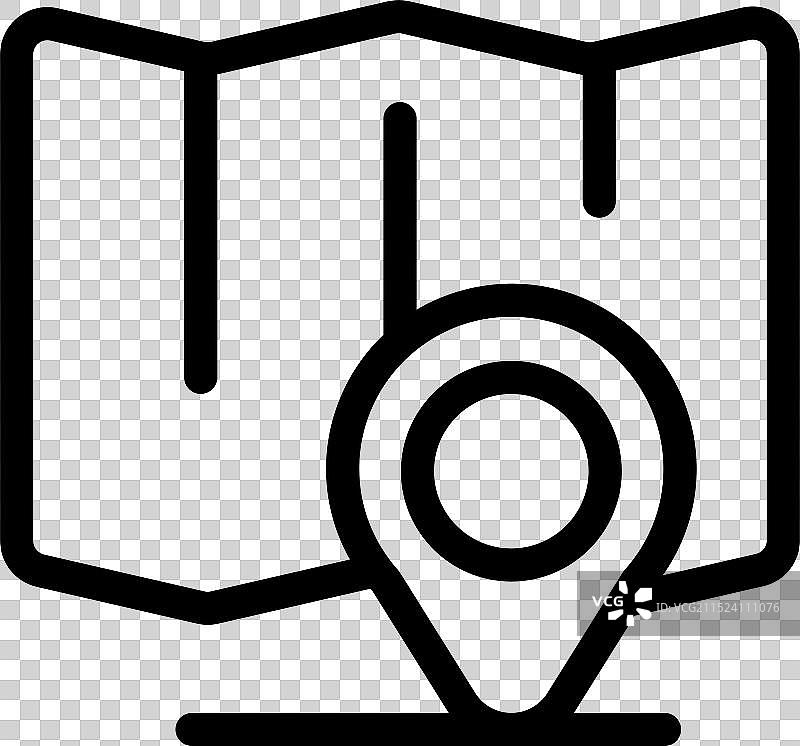 在折叠的纸质地图上标记点的位置图钉图片素材