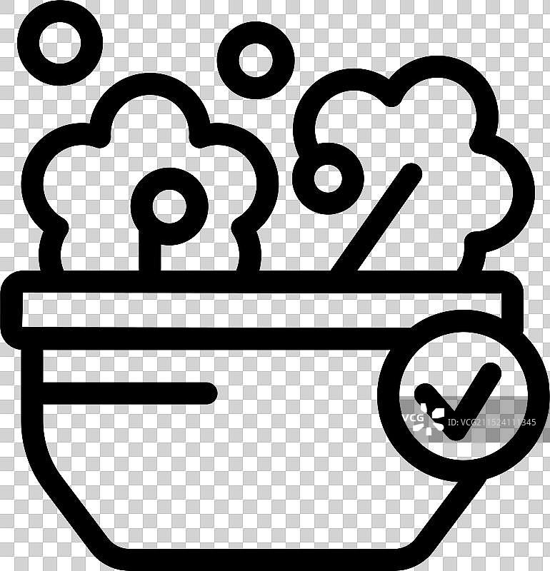 冒着热气的碗与勾选图标图片素材