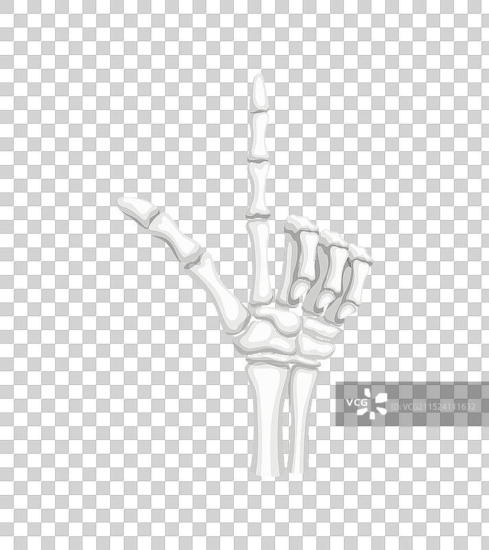 做出向上指手势的骷髅手图片素材