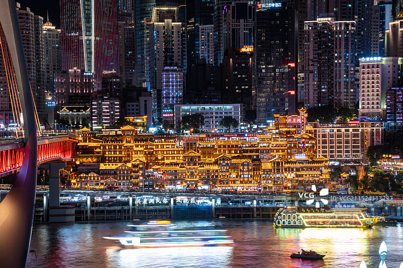 重庆千厮门大桥夜景图片素材