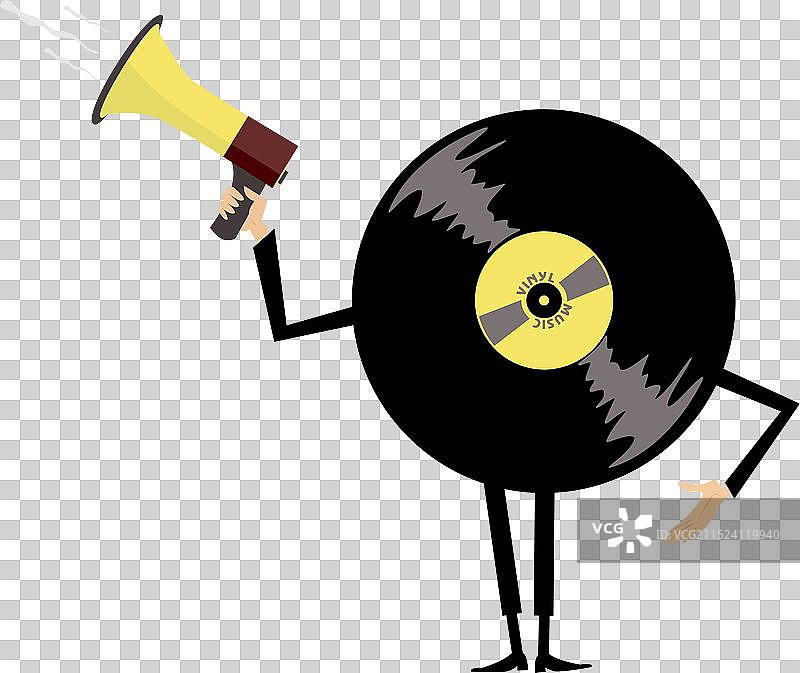 拿着扩音器的卡通唱片图片素材