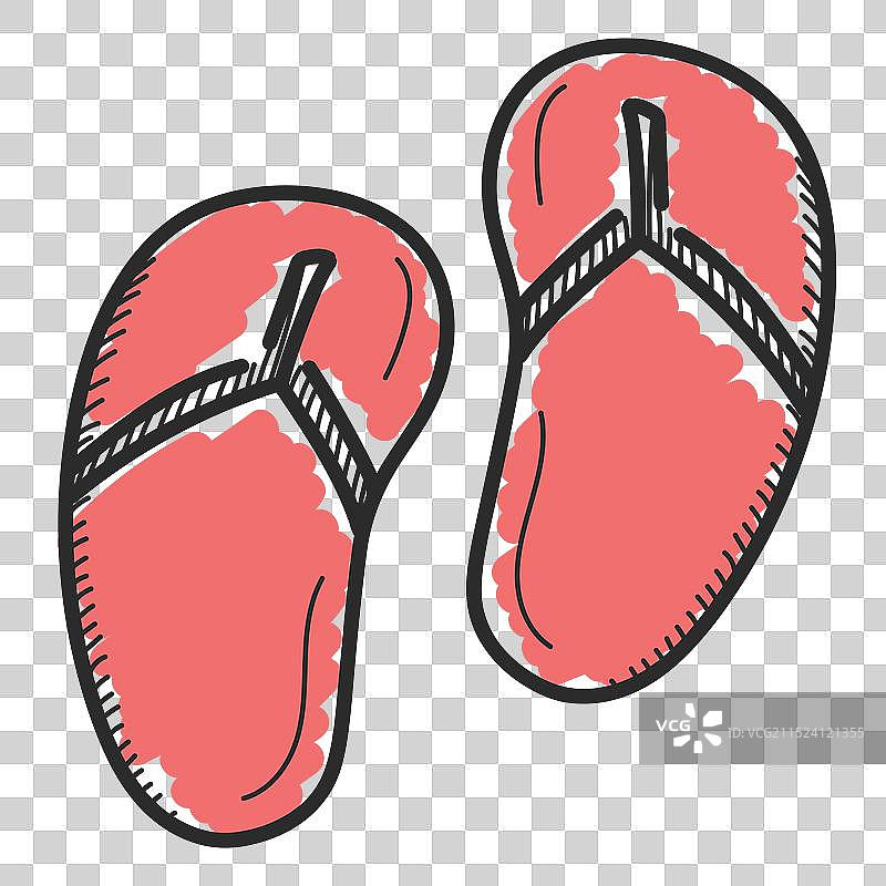 涂鸦人字拖鞋图标图片素材