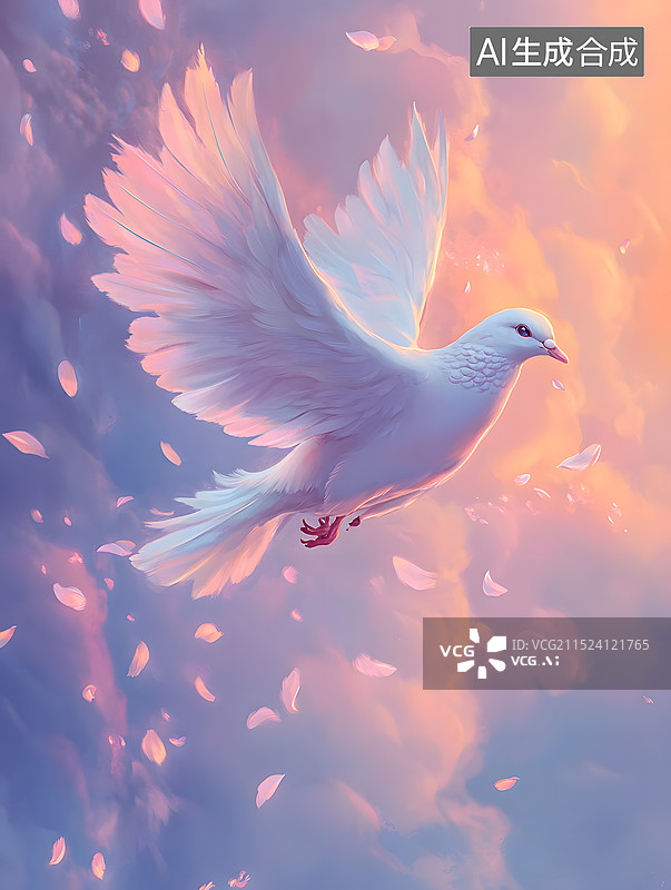 【AI数字艺术】一只飞翔的白色和平鸽图片素材
