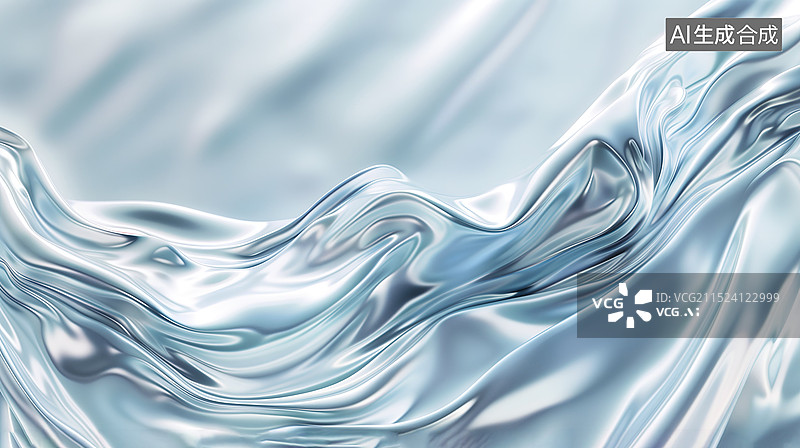 【AI数字艺术】银色流体背景与美丽的波浪图片素材
