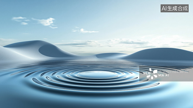 【AI数字艺术】清新淡雅的山丘湖泊背景图片素材