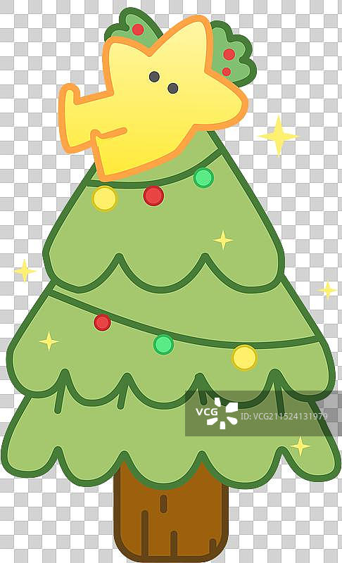 圣诞节圣诞树五角星免抠装饰小元素图片素材