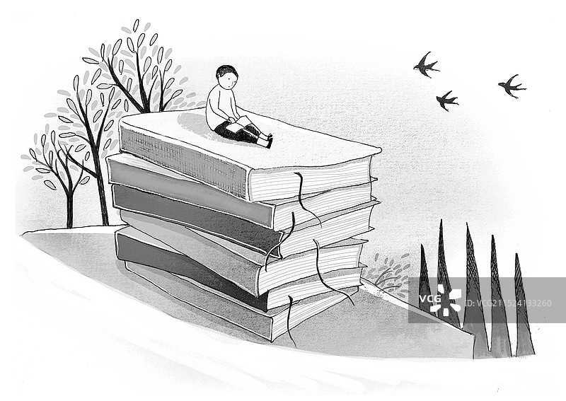 读书教育书本治愈杂志配图插画图片素材