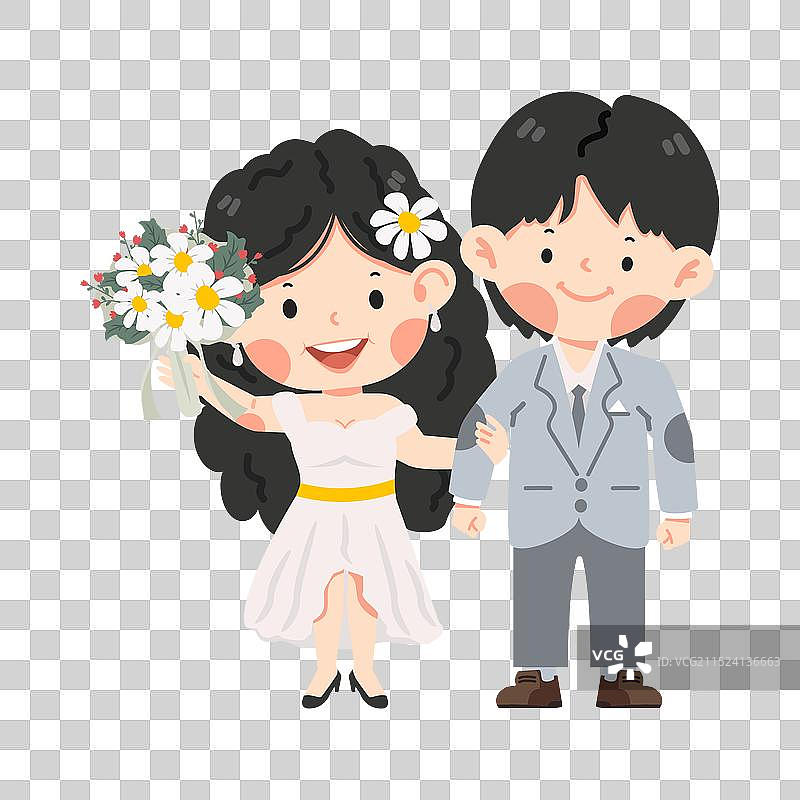 可爱的新娘和新郎拥抱图片素材