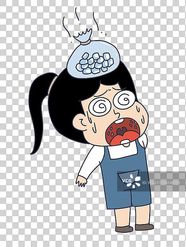 发烧敷冰袋的女孩图片素材