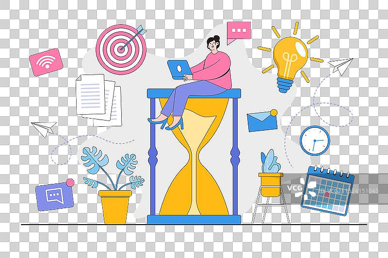 扁平风格大型沙漏，用于时间管理图片素材