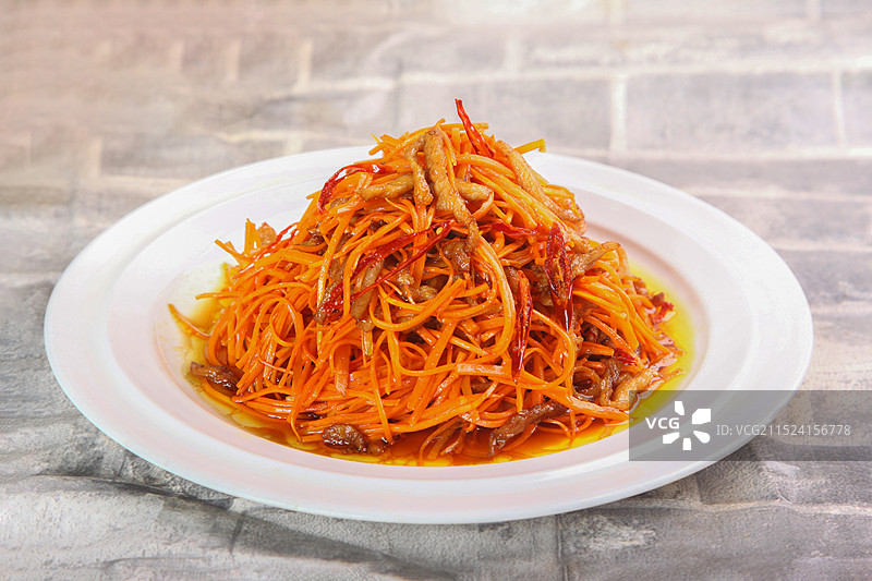 胡萝卜炒肉丝图片素材