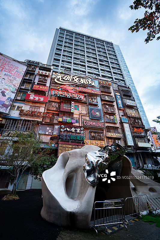 深圳文和友餐馆外部装修灯箱图片素材