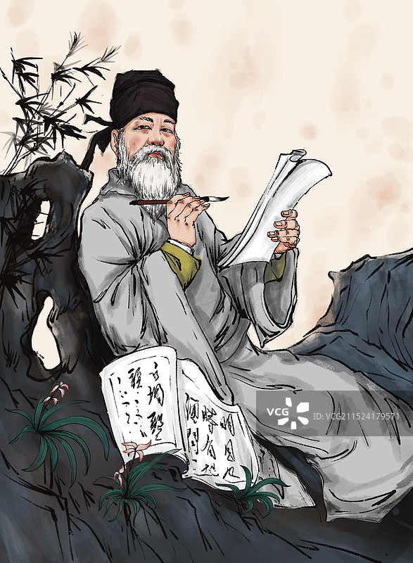 国画人物古风水墨图片素材