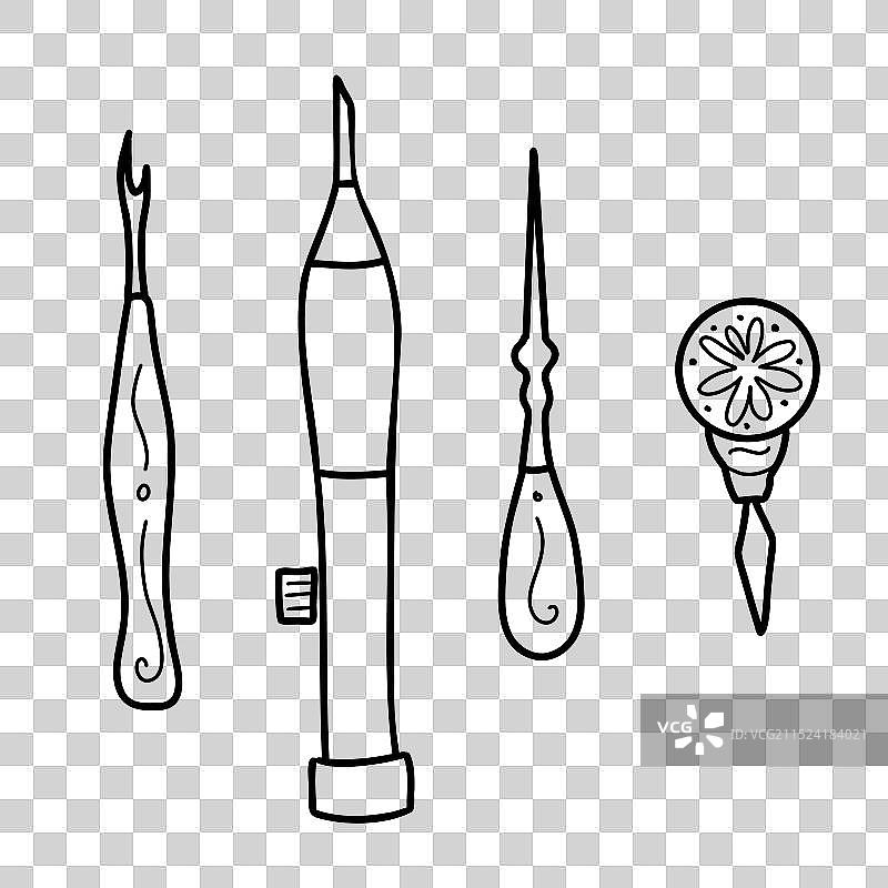 手绘刺绣工具图标合集图片素材
