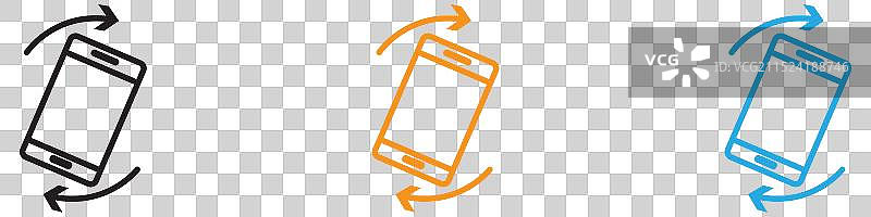 用于Web应用程序的旋转手机图标标志集图片素材