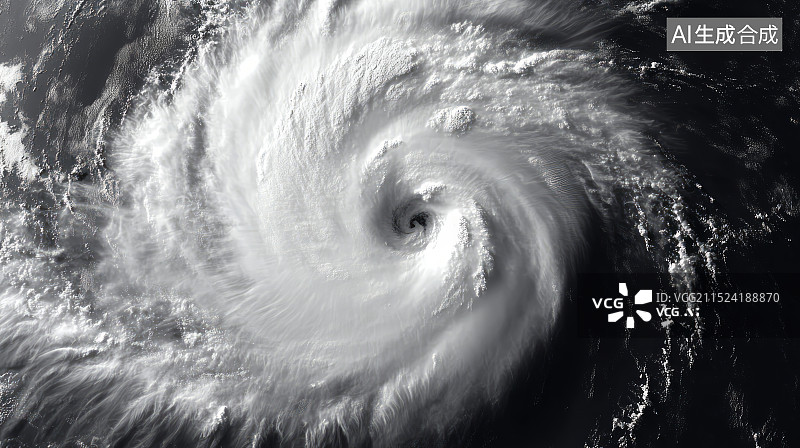 【AI数字艺术】卫星视角下台风风眼特写图片素材