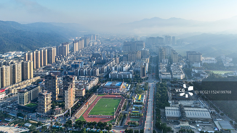 2024年10月3日，贵州省黔东南苗族侗族自治州榕江县城，当地举办村超的足球场图片素材