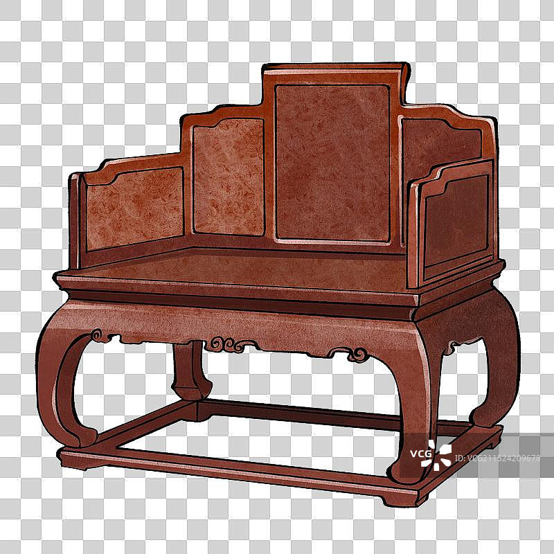 宝座-中国古代座椅椅子家具中式家具手绘插画元素图片素材