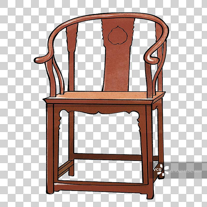 圈椅-中国古代座椅椅子家具中式家具手绘插画元素图片素材