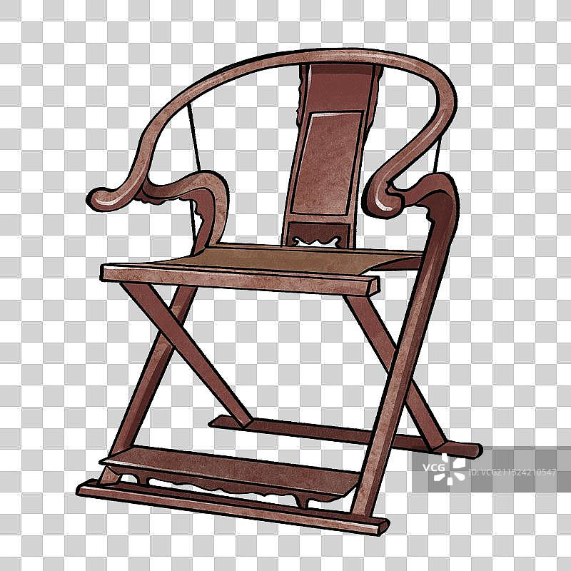 交椅-中国古代座椅椅子家具中式家具手绘插画元素图片素材