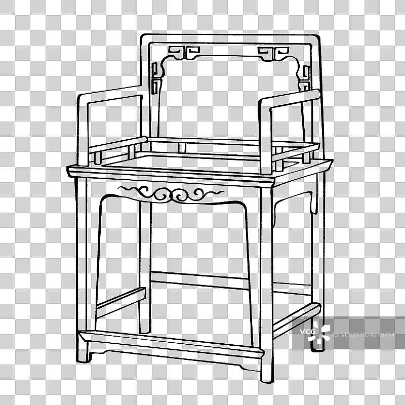 玫瑰椅-中国古代座椅椅子家具中式家具手绘插画元素图片素材