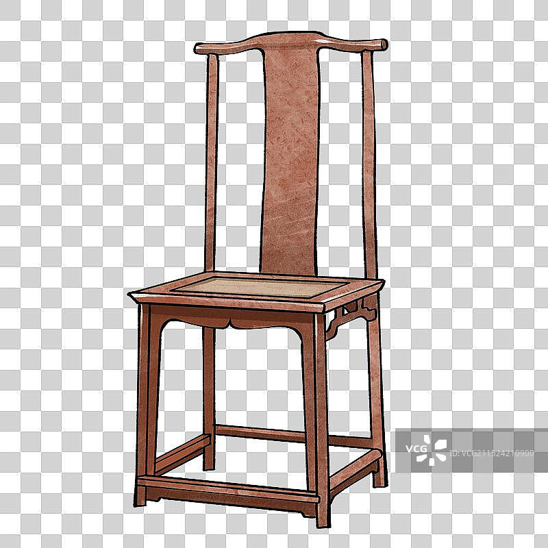 灯挂椅-中国古代座椅椅子家具中式家具手绘插画元素图片素材