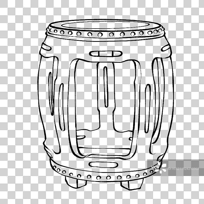 鼓凳-中国古代座椅椅子家具中式家具手绘插画元素图片素材