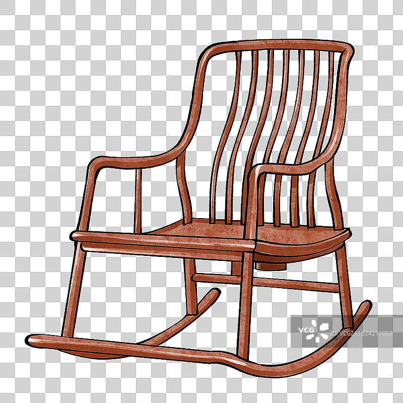 摇椅-中国古代座椅椅子家具中式家具手绘插画元素图片素材