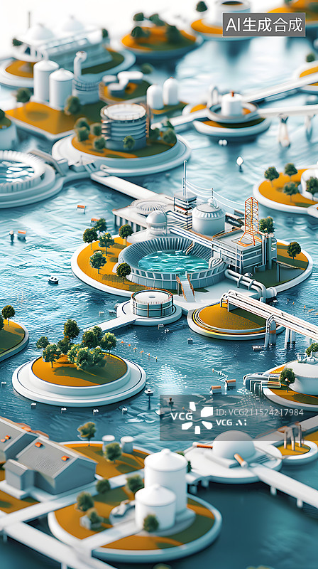 【AI数字艺术】工厂企业建筑模型图片素材