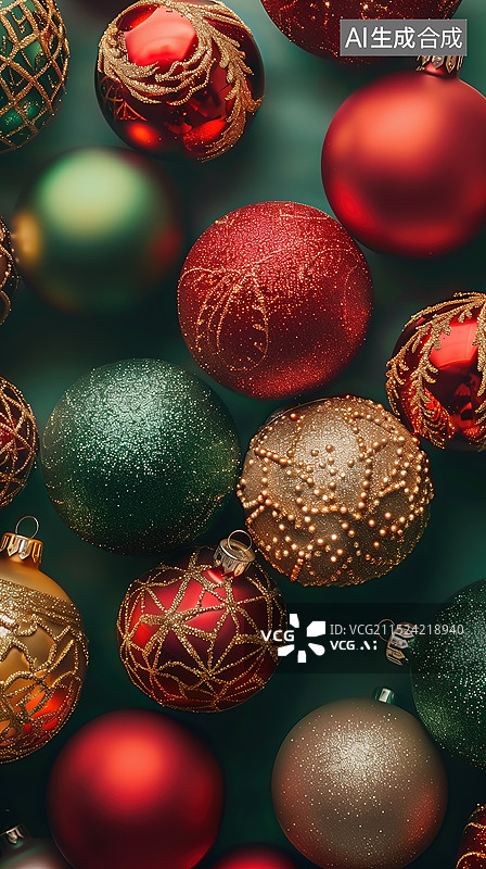 【AI数字艺术】圣诞装饰球背景图片素材