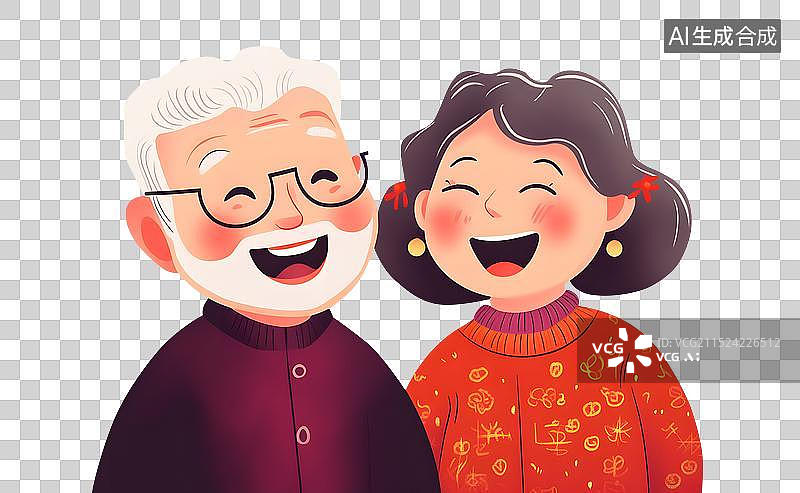 【AI数字艺术】快乐开心过春节的老年人图片素材