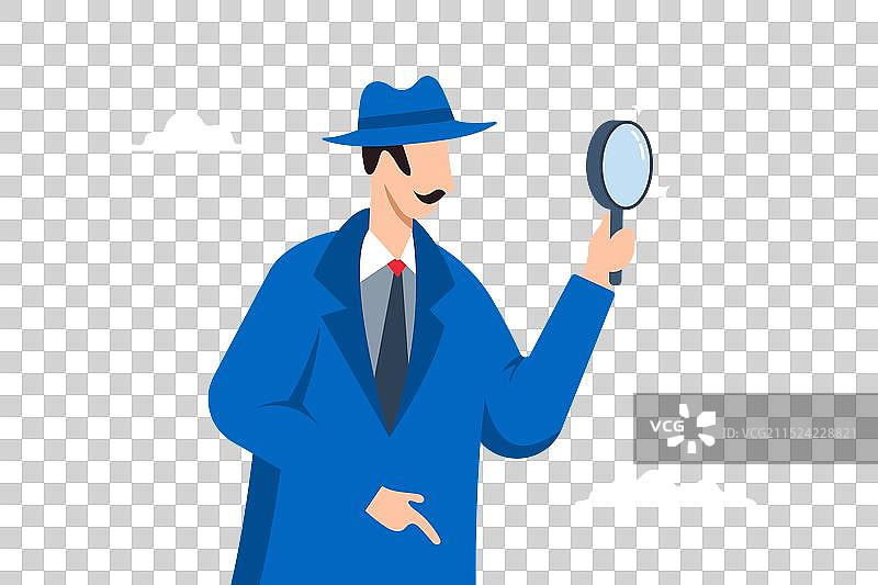 聪明侦探用放大镜观察图片素材