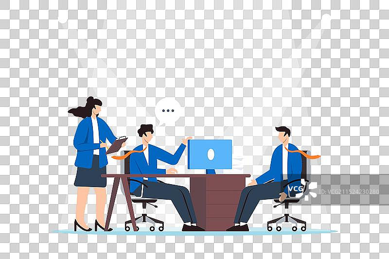 聚光灯下进行面试的人力资源团队图片素材