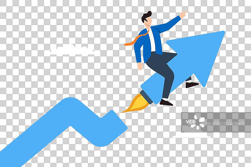 骑着火箭上升箭头的商人图片素材