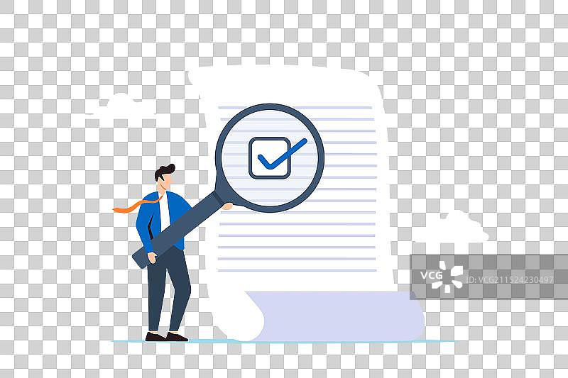 商人用放大镜检查文件图片素材