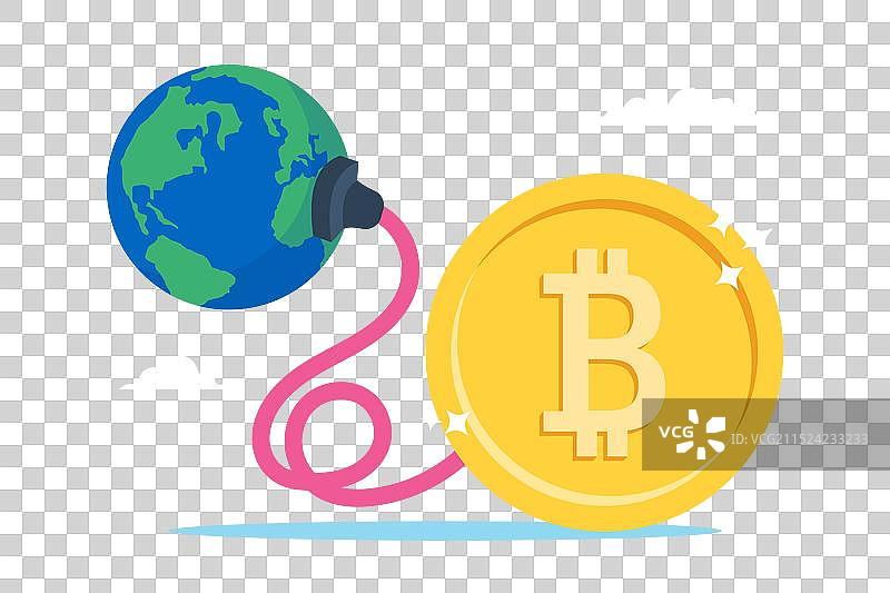 比特币电源插头从地球吸收能量图片素材