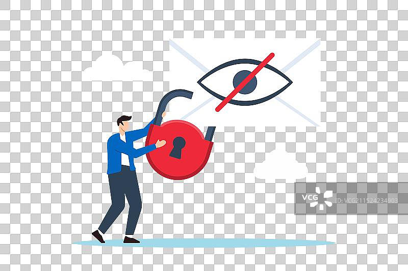 扁平风格的男人加密敏感邮件图片素材