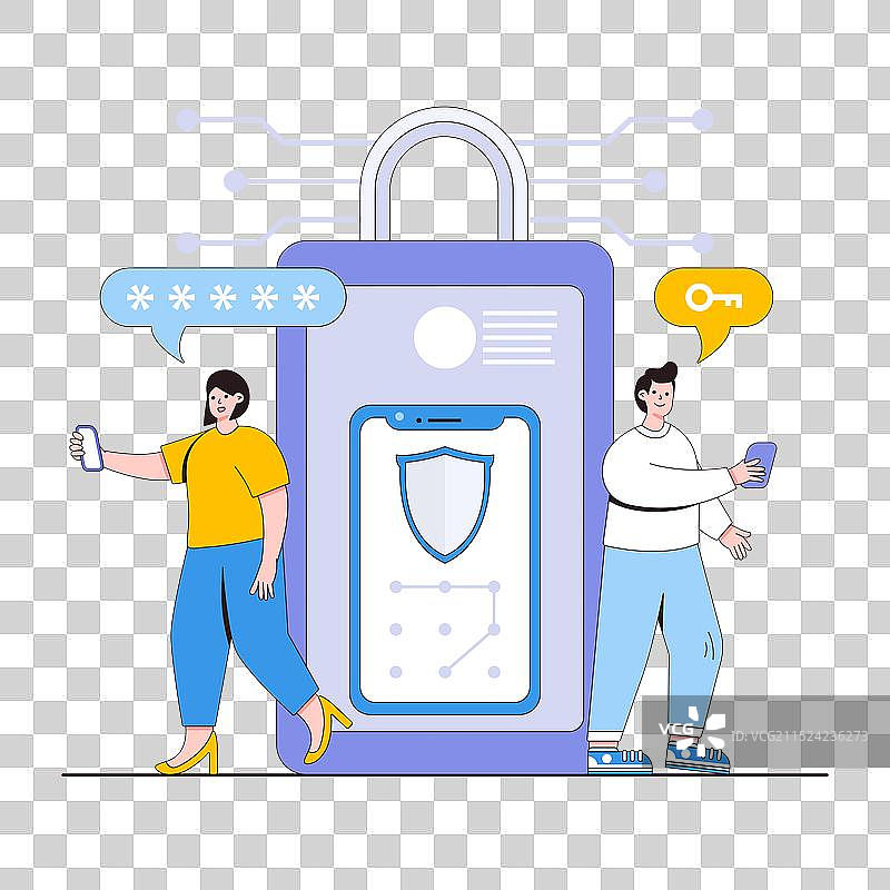 带人物的移动设备安全概念图片素材
