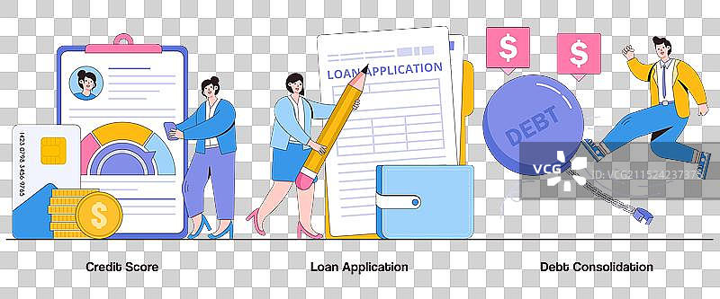 信用评分贷款申请债务合并图片素材