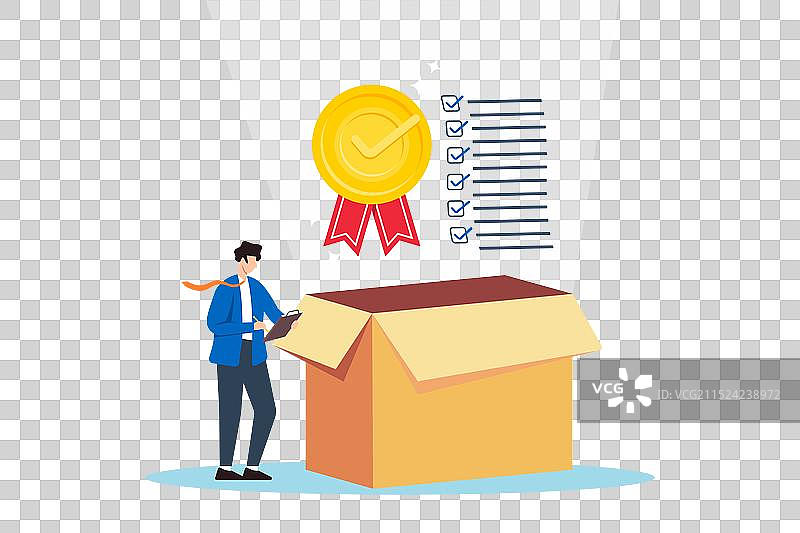 商人使用已通过的清单审查质量图片素材