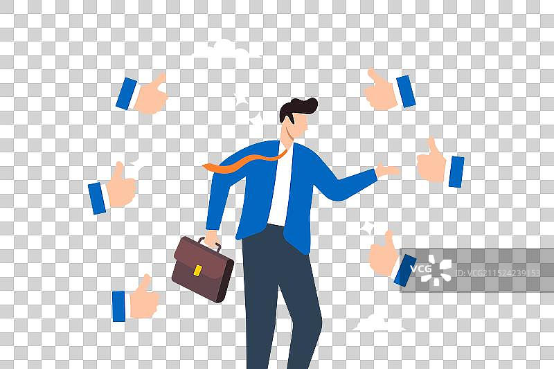 同事们尊敬地竖起大拇指图片素材