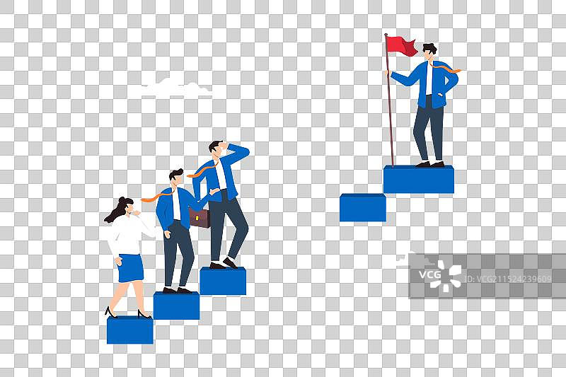 一些商人在攀登时遇到困难图片素材