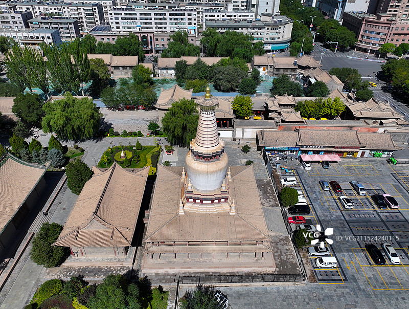 甘肃省张掖市大佛寺航拍图片素材