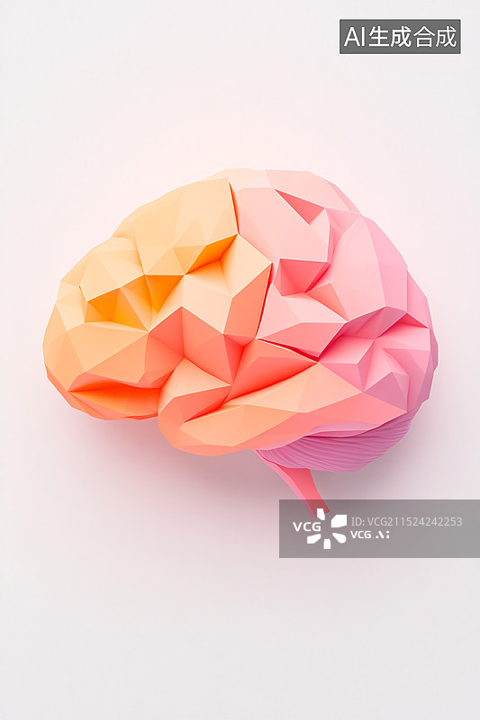 【AI数字艺术】抽象的多边形大脑代表商业创意理念图片素材