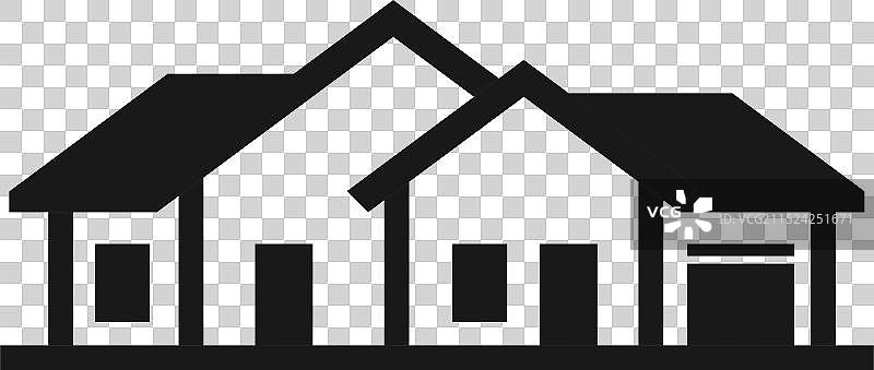 郊区别墅黑色简约线条房屋图片素材